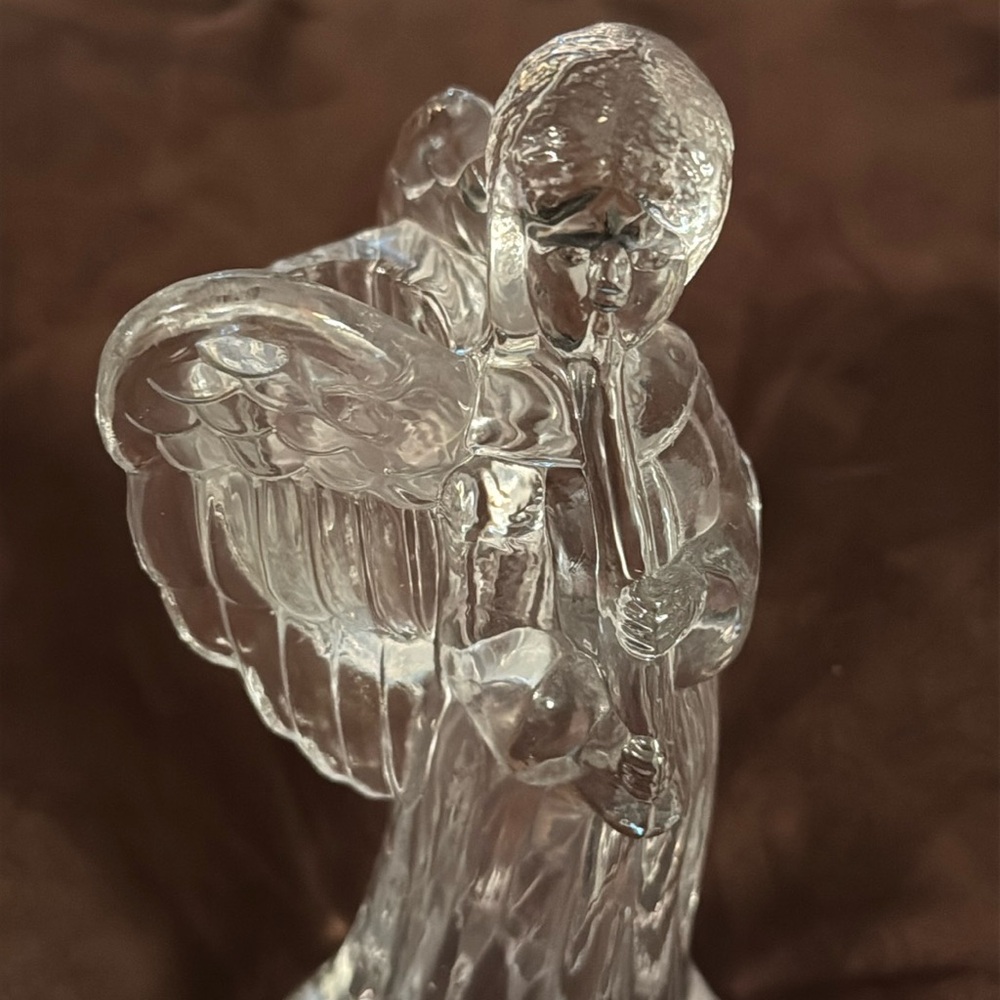 Glass Angel with Horn Figurine Candlestick